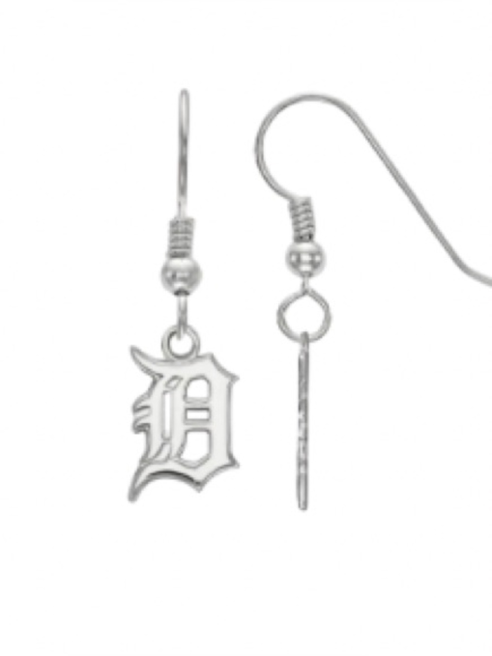 Detroit D Charm Stainless Steel Drop Earrings
